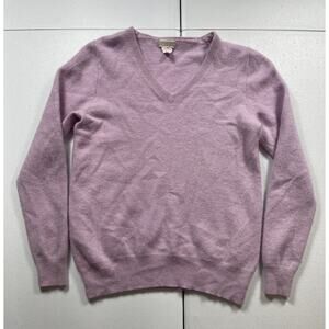 J.CREW Cashmere V-Neck Sweater Women’s M Pink Pullover Bright Casual Preppy